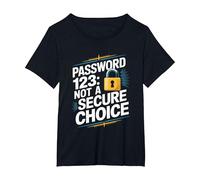 Divertente Cybersecurity IT Hacker Cyber Security Password123 Maglietta, Donna Plus-Size, Nero, 2X