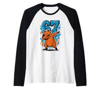 Divertente Dabbing Capybara Capy Adolescenti Bambini 67 Meme Amanti dei roditori Maglia con Maniche Raglan