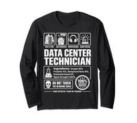 Divertente Data Center Tecnico Sarcastico IT Etichetta Avvertimento Maglia a Manica