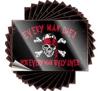 Divertente decalcomania da scrivania per bere per casa e bar, arco magnetico da parete, Peel & Stick Pirate Every Man Dies | Adesivi da parete Peel and Stick (20 x 30 cm, 1 pezzo)