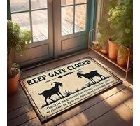 Divertente decorazione bar capra avvertimento: tenere il cancello chiuso per la sicurezza! Zerbino esterno decorazione autunnale grande zerbino per ingresso esterno (40 x 60 cm)