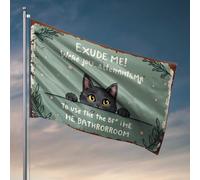Divertente decorazione da bar con gatto curioso che sbircia: "Exude Me! Were You Tentting To Use The Ba Flag Pool Decoration Outdoor Teen Boy Room Decor (30 x 45 cm)