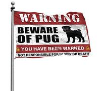 Divertente decorazione da bar con scritta "Beware of Pug Flag Man" per la grotta dei ragazzi (120 x 180 cm)