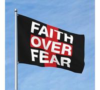 Divertente decorazione da bar con scritta "Faith Over Fear Bibbia Scrittura" bandiera uomo decorazione grotta bandiere per ragazzi (60 x 90 cm)