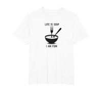 Divertente Decorazione da Parete con Scritta Life is Soup I Am Fork Maglietta, Uomo Taglie Grandi, Bianco, 6X Tall