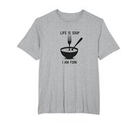 Divertente Decorazione da Parete con Scritta Life is Soup I Am Fork Maglietta, Uomo Taglie Grandi, Grigio Melange, 6X Tall