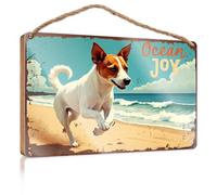 Divertente decorazione da parete per cucina Ocean Joy: cane che corre sulla spiaggia cartello in legno decorazione per la stanza degli adolescenti divertente decorazione della cucina