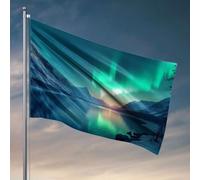 Divertente decorazione da patio Aurora Borealis su un lago sereno bandiera bar uomo grotta decorazione camera da letto uomo (152 x 244 cm)