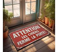 Divertente decorazione della stanza Attenzione: cani all'interno, porta chiusa! Zerbino per interni ed esterni (65 x 90 cm)