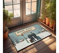 Divertente decorazione per bar che viaggiano al crocevia di ghiaccio: un viaggio invernale nel tempo, zerbino divertente decorazione per bar, decorazione vintage per cucina e accessorio (40 x 60 cm)
