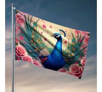 Divertente decorazione per bar pavone con rose: una bandiera colorata per camera da letto per ragazzi (30 x 45 cm)