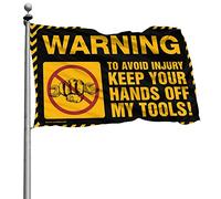 Divertente decorazione per dormitorio con scritta in lingua inglese "Warning to avoid injury keep your hands off my tools! Flag Funny Room Decor Man Cave Decor and Accessories (30 x 45 cm)