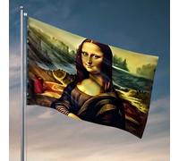 Divertente decorazione per dormitorio Leonardo Da Vinci'S Monna Lisa: un capolavoro bandiera rivisitata bandiera per camera da letto ragazze divertente decorazione dormitorio (30 x 45 cm)