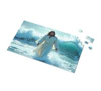 Divertente decorazione per esterni con immagine simbolica di Gesù che cammina sull'acqua: un puzzle in metallo per la casa, cartello per la casa o la grotta dell'uomo (500 pezzi)