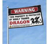 Divertente decorazione per esterni con scritta in lingua inglese "Warning This Property Is Protected by a highly trained Dragon Flag Husband" (60 x 90 cm)
