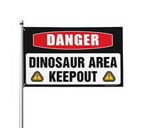 Divertente decorazione per esterni Pericolo Dinosauro Area Keep Out Bandiera Mens Room Decor Stuff per la tua stanza (30 x 45 cm)