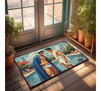 Divertente decorazione per la casa con incontri a bordo piscina: un classico costume da bagno, zerbino da uomo, roba da grotta, tappeto da cucina stile fattoria (40 x 60 cm)