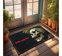 Divertente decorazione per la casa con teschio spettrale con radici di alberi: zerbino per Halloween con uomo caverna roba da cucina stile fattoria (65 x 90 cm)