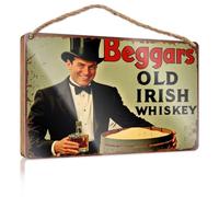 Divertente decorazione per la casa, mendicanti vecchio whisky irlandese. Divertente cartello da bar in legno per la decorazione della casa (20 x 30 cm)