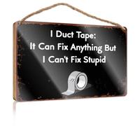 Divertente decorazione per la casa, nastro adesivo in legno può risolvere qualsiasi cosa tranne la stupidità, cartello divertente in legno per la decorazione della casa (20 x 30 cm)
