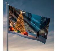 Divertente decorazione per la casa natalizia in città: bandiera invernale del paese delle meraviglie sul lago, bandiere per camera da letto (60 x 90 cm)