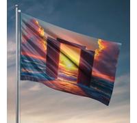 Divertente decorazione per la casa, porta alla serenità: tramonto sul mare, bandiera sul lago, decorazione per casa sul lago, bandiere fresche per ragazzi della stanza (152 x 244 cm)