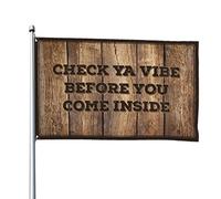 Divertente decorazione per la stanza Check Ya Vibe Before You Come Inside, bandiera retrò decorativa per la stanza per ragazzi (152 x 244 cm)
