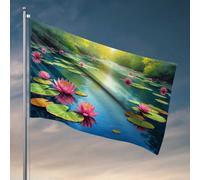 Divertente decorazione per la stanza con laghetti di giglio, bandiera serenità: una bandiera dipinta con natura, bandiere per uomo grotta invernale da giardino (60 x 90 cm)