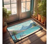 Divertente decorazione per la stanza con relax sulla spiaggia sul lago di Garda: una fuga serena con palma tre, zerbino per interni ed esterni (40 x 60 cm)