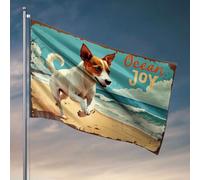 Divertente decorazione per la stanza con scritta "Ocean Joy: cane che corre sulla spiaggia", accessori per camera da letto per ragazzi e ragazze (30 x 45 cm)