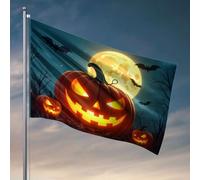 Divertente decorazione per la stanza, zucche di Halloween sotto una luna piena. Bandiera decorazioni per esterni per patio uomo accessori per grotte (30 x 45 cm)