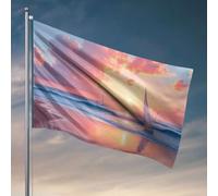 Divertente decorazione per patio, barche a vela scivolano su acque tranquille mentre il sole tramonta bandiera occidentale decorazione per la casa divertente decorazione per bar (120 x 180 cm)