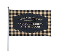 Divertente decorazione per patio con scritta "Leave you Worries And Your Shoes At The Door Flag Outdoor, decorazione per porta del cortile (30 x 45 cm)