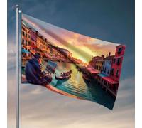 Divertente decorazione per patio, un pittore cattura la bellezza del tramonto di Venezia. Bandiera bar uomo decorazione grotta dormitorio uomo camera da letto (60 x 90 cm)