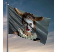 Divertente decorazione per patio una persona con corna e pittura bianca per il viso. Bandiera bar uomo grotta decorazione per dormitorio uomo (152 x 244 cm)