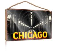 Divertente decorazione per portico Chicago: l'architettura iconica della città del vento cartello boscoso decorazione per casa colonica bagno piscina (20 x 30 cm)