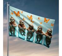 Divertente decorazione universitaria bradipi in barattoli con farfalle svolazzanti bandiera decorazione per la casa uomini college dormitorio bandiere (30 x 45 cm)