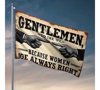 Divertente decorazione universitaria con scritta in lingua inglese "Women Are Always Right: A Gentleman's Guide", bandiera per la casa, decorazione per la casa da uomo, decorazione divertente per bar