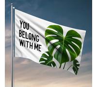 Divertente decorazione universitaria Monstera Heart: You Belong With Me, bandiera decorativa per la casa da uomo divertente decorazione per bar (30 x 45 cm)