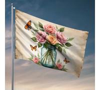 Divertente decorazione vintage per dormitorio con rose e farfalle in un barattolo, decorazione per bar, bar (30 x 45 cm)