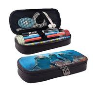 Divertente delfino che guarda te stampato carino astuccio estetico astuccio speciale portapenne in pelle artificiale astuccio durevole astuccio per matite con cerniera per uomini donne ufficio lavoro