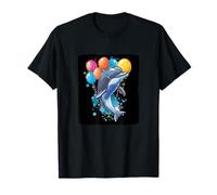 Divertente delfino con palloncini colorati per una giornata gioiosa Maglietta