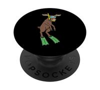 Divertente design a forma di alce da snorkeling, simpatico animale subacqueo PopSockets PopGrip Adesivo
