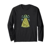 Divertente Design a Tema UFO Che raggira Gatti Spaziali Alieni Maglia a Manica