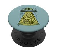 Divertente design a tema UFO che raggira gatti spaziali alieni PopSockets PopGrip Adesivo
