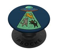 Divertente design a tema UFO che raggira gatti spaziali alieni PopSockets PopGrip Adesivo
