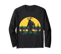 Divertente Design Bigfoot Mardi Gras Sasquatch Party Parade Maglia a Manica