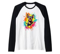Divertente Design con Cane Chiweenie Che Salta per Gli Amanti delle Chiweenie Maglia con Maniche Raglan