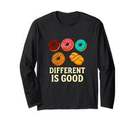 Divertente Design con Citazione per Amanti della Ciambella Different Is Good Maglia a Manica