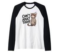 Divertente Design con Gatto assonnato Che Non può Adulti Oggi Maglia con Maniche Raglan